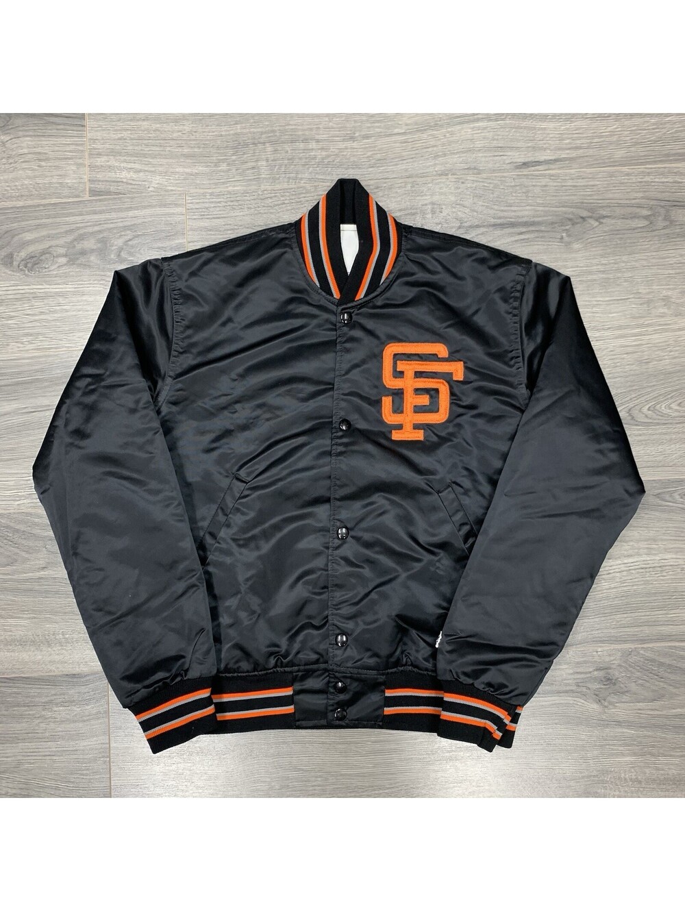 Vintage 1990S Starter San Francisco Giants Satin Jacket Medium Rare Men’s Black